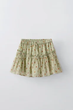 Niños ZARA 6 - 14 Años·Faldas / Bermudas<FALDA BERMUDA FLORES BRILLO