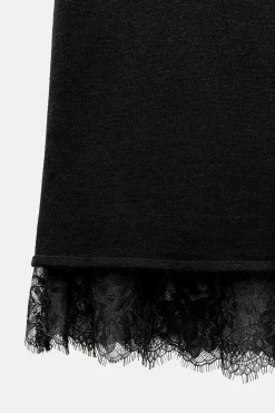 Outlet FALDA CON LANA BAJO ENCAJE Mujer Cárdigan / Jerséis|Punto