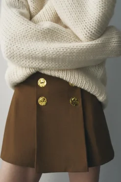 Fashion FALDA CORTA TABLAS BOTONES Mujer Faldas / Shorts