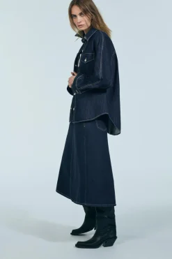 Fashion FALDA DENIM TRF VUELO Mujer Faldas / Shorts