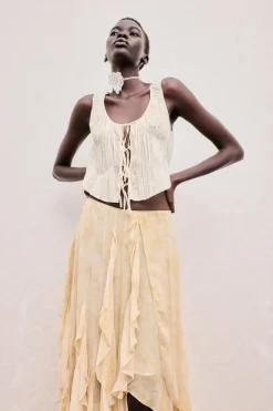 Online FALDA ESTAMPADA VOLANTES Mujer Faldas / Shorts