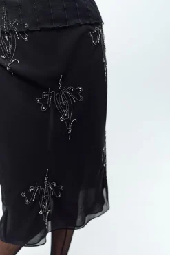 Outlet FALDA GEORGETTE ABALORIOS Mujer Faldas / Shorts|Lenceria