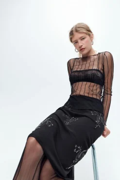 Outlet FALDA GEORGETTE ABALORIOS Mujer Faldas / Shorts|Lenceria