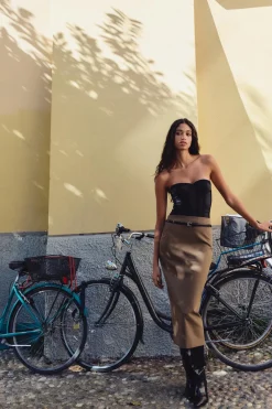 New FALDA LARGA CUADROS CINTURÓN Mujer Faldas / Shorts