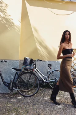 New FALDA LARGA CUADROS CINTURÓN Mujer Faldas / Shorts