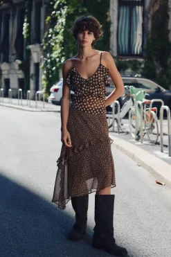 Discount FALDA MIDI ASIMÉTRICA LUNARES Mujer Faldas / Shorts