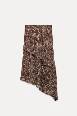 Discount FALDA MIDI ASIMÉTRICA LUNARES Mujer Faldas / Shorts