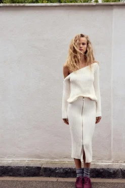 Outlet FALDA MIDI CHENILLA CREMALLERA Mujer Faldas / Shorts