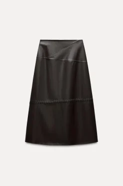 Best FALDA MIDI EFECTO PIEL Mujer Faldas / Shorts