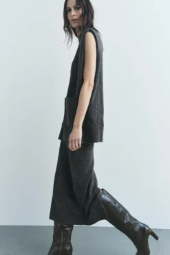 Discount FALDA MIDI PUNTO LISO Mujer Cárdigan / Jerséis|Punto