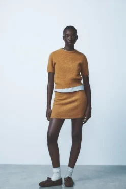 Clearance FALDA MINI CON ALPACA Y LANA Mujer Cárdigan / Jerséis|Punto