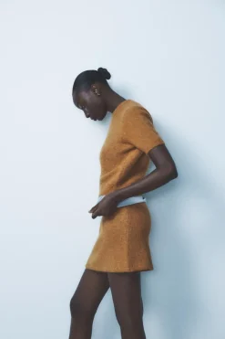 Clearance FALDA MINI CON ALPACA Y LANA Mujer Cárdigan / Jerséis|Punto