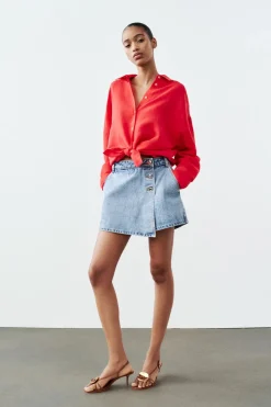 New FALDA PANTALÓN Z1975 DENIM CRUZADA Mujer Faldas / Shorts