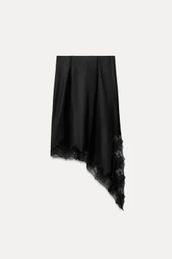 Best FALDA SATINADA ENCAJE ZW COLLECTION Mujer Faldas / Shorts