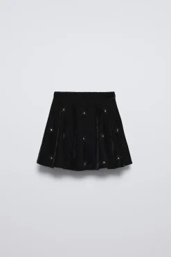 Niños ZARA 6 - 14 Años·Faldas / Bermudas<FALDA TERCIOPELO ABALORIOS