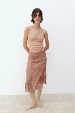 Online FALDA TEXTURA HILO METALIZADO ABERTURAS Mujer Faldas / Shorts