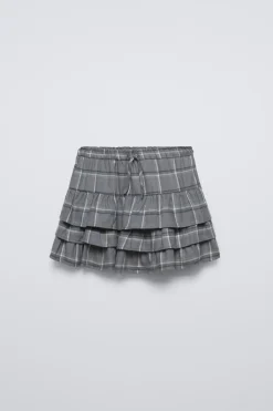 Niños ZARA 6 - 14 Años·Faldas / Bermudas<FALDA VOLANTES CUADROS