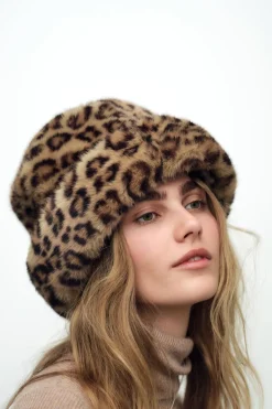 Outlet GORRO EFECTO PELO ESTAMPADO ANIMAL Mujer Accesorios / Bisuteria