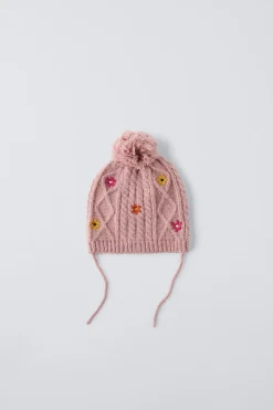 Niños ZARA 1½ - 6 Años·Accesorios|1½ - 6 Años·Accesorios<GORRO PUNTO BORDADOS POMPÓN