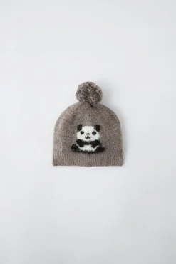 Niños ZARA 1½ - 6 Años·Accesorios|1½ - 6 Años·Punto<GORRO PUNTO OSO PANDA POMPÓN