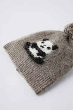 Niños ZARA 1½ - 6 Años·Accesorios|1½ - 6 Años·Punto<GORRO PUNTO OSO PANDA POMPÓN
