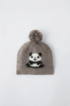 Niños ZARA 1½ - 6 Años·Accesorios|1½ - 6 Años·Punto<GORRO PUNTO OSO PANDA POMPÓN