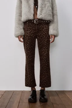 Hot JEANS RECTOS CROP FLOCADOS TIRO MEDIO Mujer Jeans