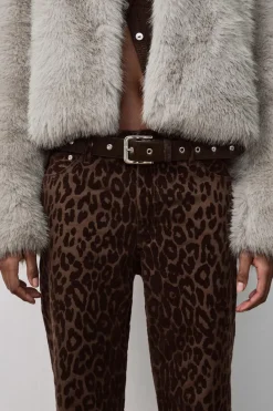 Hot JEANS RECTOS CROP FLOCADOS TIRO MEDIO Mujer Jeans