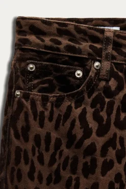 Hot JEANS RECTOS CROP FLOCADOS TIRO MEDIO Mujer Jeans