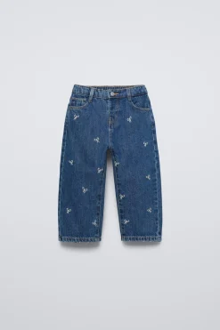 Niños ZARA 1½ - 6 Años·Jeans / Denim|1½ - 6 Años·Total Look<JEANS STRAIGHT LAZOS BORDADOS