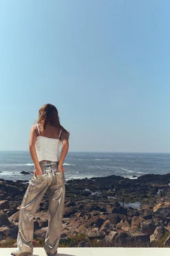 Online JEANS TRF LOOSE FOIL TIRO MEDIO Mujer Jeans