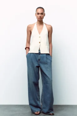 New JEANS TRF PINZAS TIRO ALTO Mujer Jeans