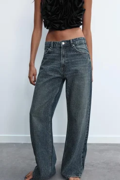 Hot JEANS TRF RELAXED BRILLOS TIRO MEDIO Mujer Jeans