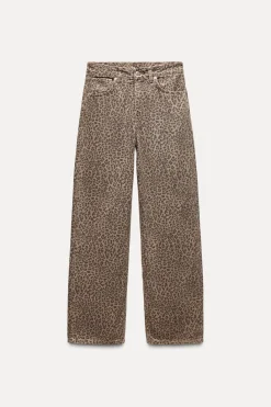 Online JEANS TRF RELAXED ESTAMPADO ANIMAL TIRO ALTO Mujer Jeans