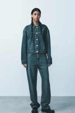 Online JEANS TRF RELAXED OVERSIZE TAPERED STRASS TIRO ALTO Mujer Jeans