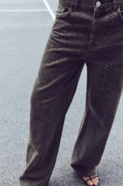 Hot JEANS TRF RELAXED OVERSIZE TAPERED ESTAMPADO ANIMAL TIRO ALTO Mujer Jeans