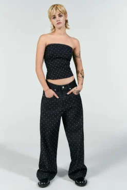 Online JEANS TRF RELAXED TACHAS TIRO MEDIO Mujer Jeans