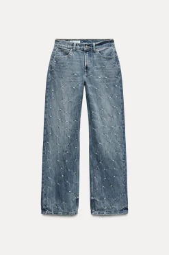 New JEANS TRF RELAXED TIRO MEDIO REMACHES Mujer Jeans