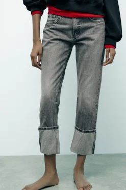 Outlet JEANS TRF STOVE PIPE FOLDED TIRO ALTO Mujer Jeans