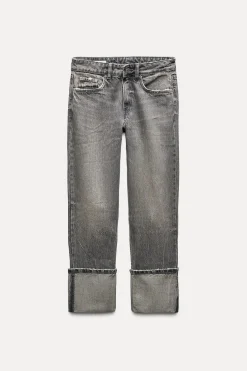 Outlet JEANS TRF STOVE PIPE FOLDED TIRO ALTO Mujer Jeans