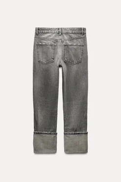 Outlet JEANS TRF STOVE PIPE FOLDED TIRO ALTO Mujer Jeans