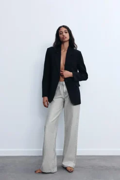 New JEANS TRF WIDE LEG BRILLOS TIRO MEDIO Mujer Jeans