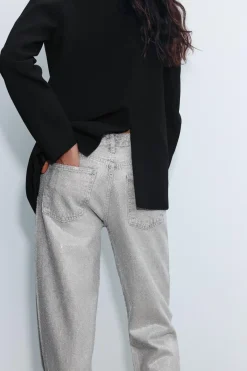 New JEANS TRF WIDE LEG BRILLOS TIRO MEDIO Mujer Jeans