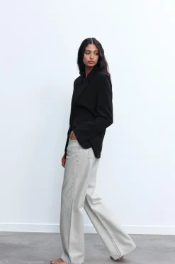 New JEANS TRF WIDE LEG BRILLOS TIRO MEDIO Mujer Jeans