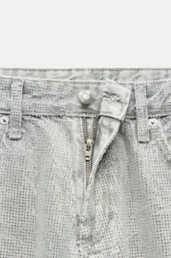 New JEANS TRF WIDE LEG BRILLOS TIRO MEDIO Mujer Jeans