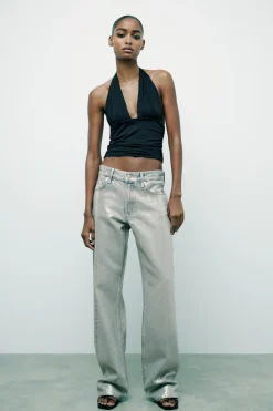 Outlet JEANS TRF WIDE LEG FOIL TIRO MEDIO Mujer Jeans