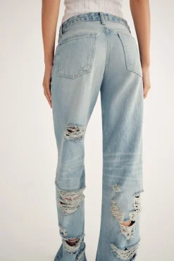 Online JEANS TRF WIDE LEG ROTOS TIRO MEDIO Mujer Jeans