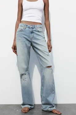 Best JEANS TRF WIDE LEG ROTOS TIRO MEDIO Mujer Jeans