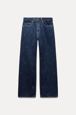 Best JEANS TRF WIDE LEG STRASS CORAZONES TIRO MEDIO Mujer Jeans