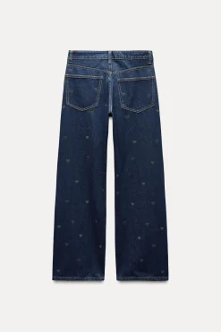 Best JEANS TRF WIDE LEG STRASS CORAZONES TIRO MEDIO Mujer Jeans